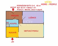 Detail: Pronájem bytu 2+1, 43 m2