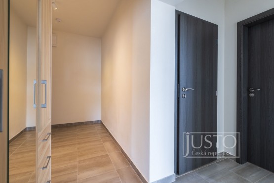 předsíň, vpravo vstup do koupelny, přímo vstup do komory