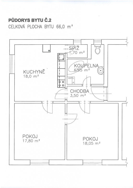 plánek bytu 3+kk Stod PRONÁJEM