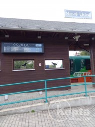 Vlakové nádraží 1,5 km od apartmánu směr Č.Budějovice a Praha