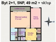 Detail: Pronájem bytu 2+kk, 47 m2
