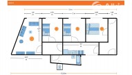 Studio Floor Plan Whiteboard in Orange Blue Corporate Neon Style