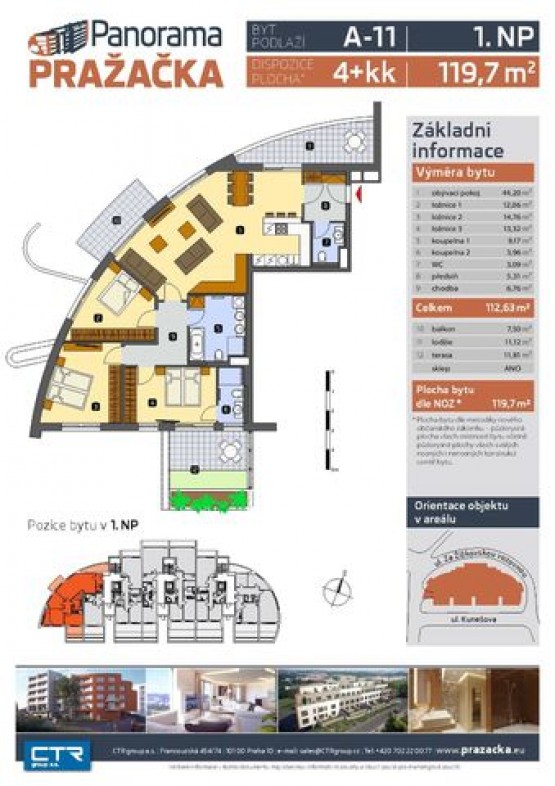 Panorama Pražačka - nový byt 4+kk na prodej Praha 3