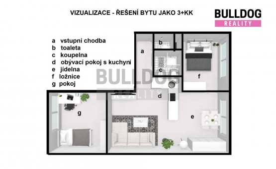 VIZUALIZACE - plánek 3kk (varianta 1)