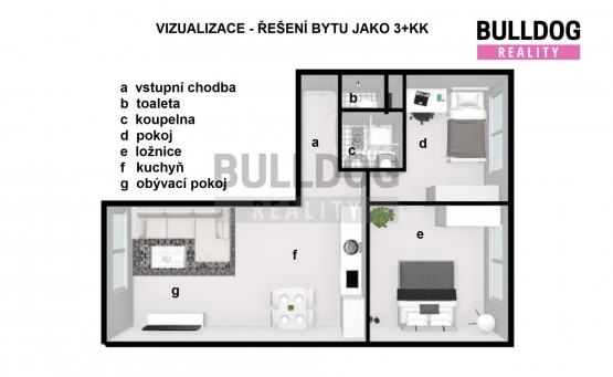 VIZUALIZACE - plánek 3kk (varianta 2)