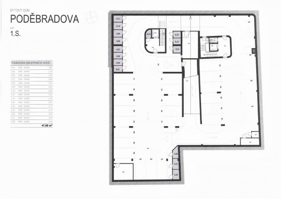 z2 půdorys parkovacího místa a sklepu