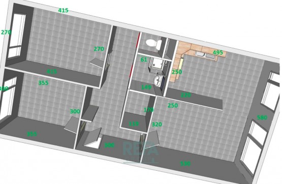 Byt k pronájmu 3+1, půdorys
