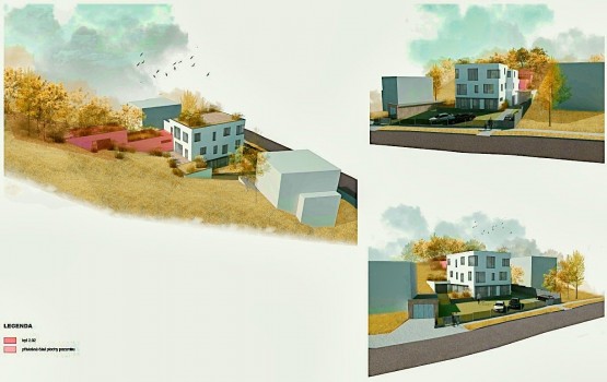 Budova s vyznačením bytu 4+kk