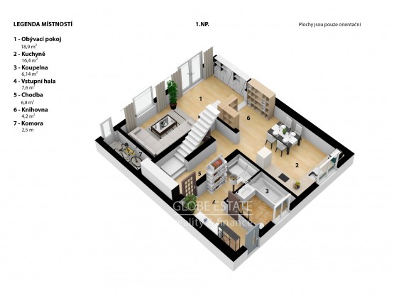 Stehelčeves, dům č.2, 1.NP.   3D