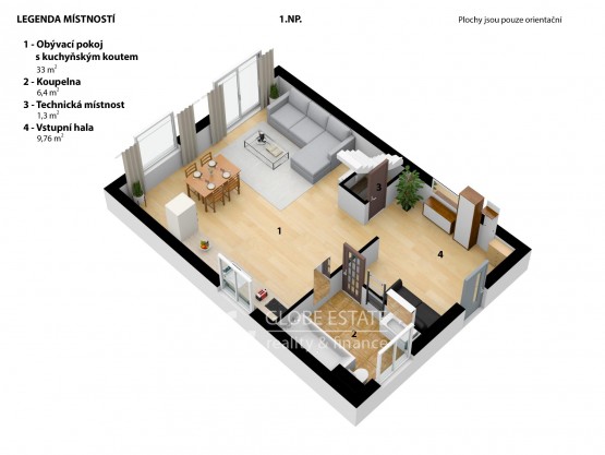 Stehelčeves, dům č.1, 1.NP.  3D