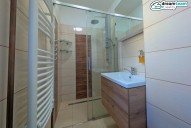 Koupelna v přízemí s velkým sprchovým koutem a moderním designem