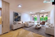 1b Prostorný obývací pokoj s novou dřevěnou podlahou a zahradou staged2